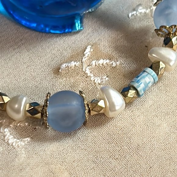 Heishi Disc Beads with Gold accents Bracelet - Picture 2 of 7